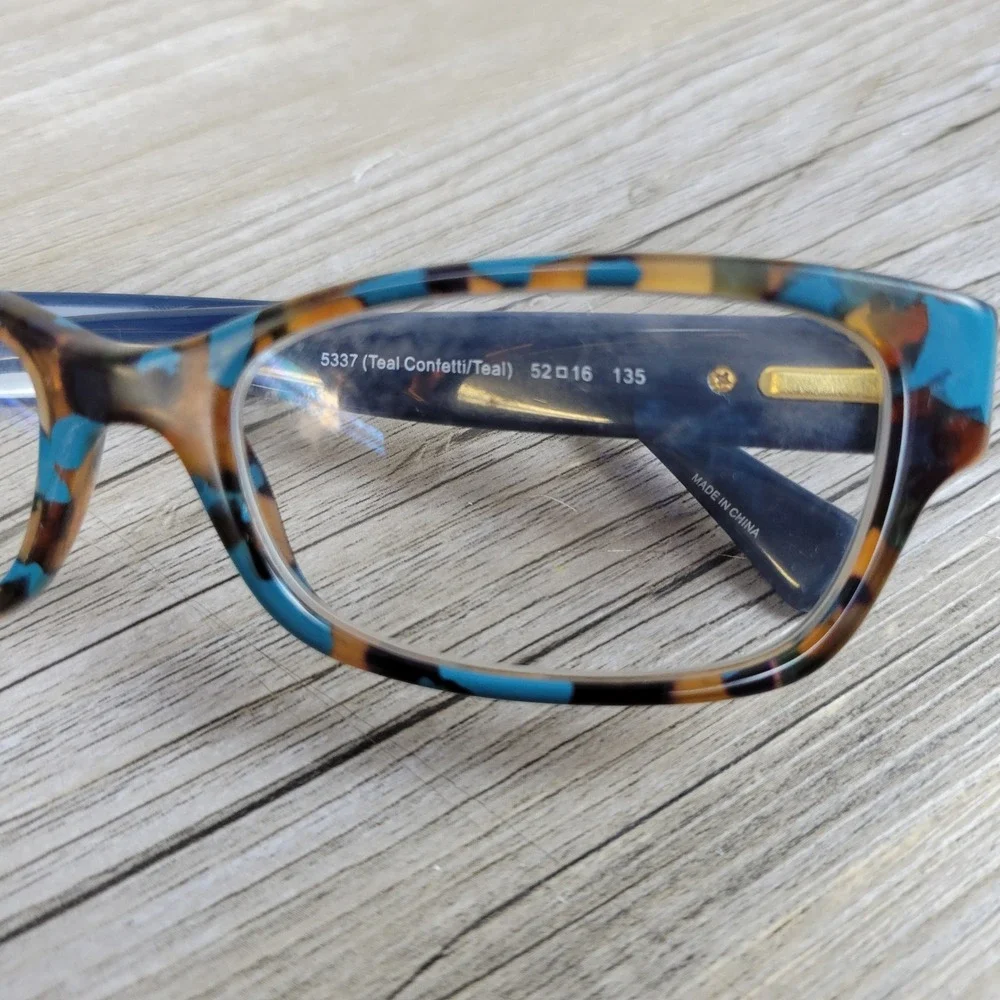 Coach Eyeglass Frames HC 6078 5337 Teal Confetti Tortoise Rectangular 52-16